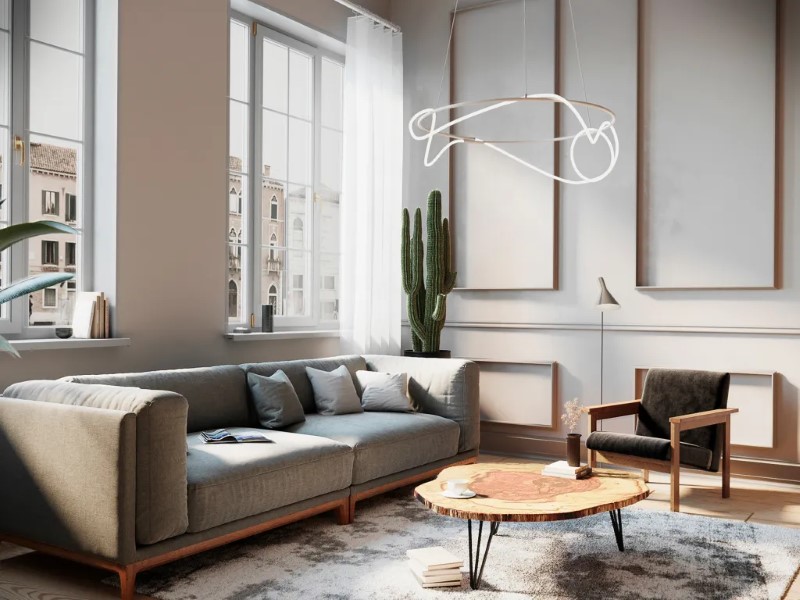 Підвісна люстра у вітальні