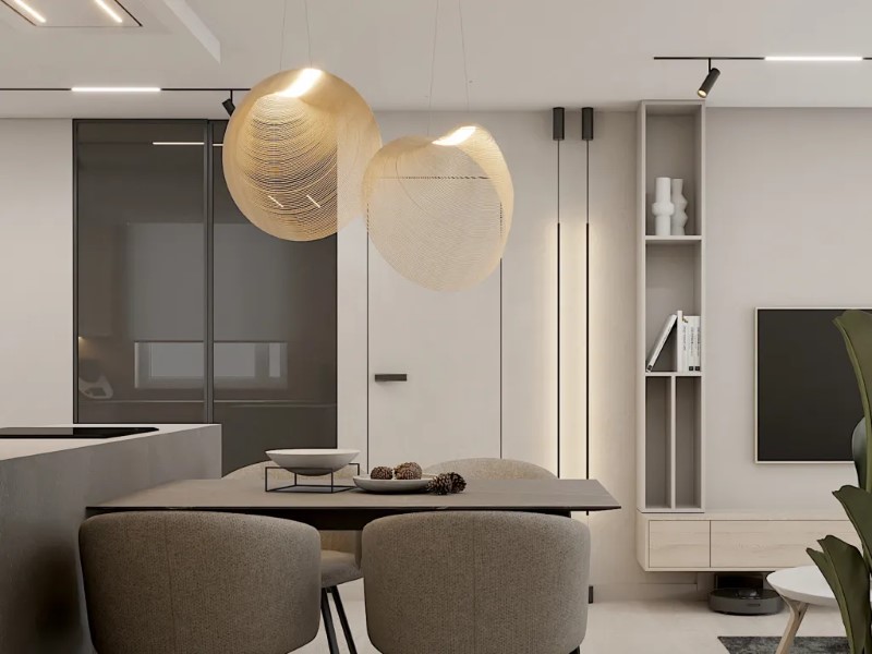 Люстра у вітальні модерн